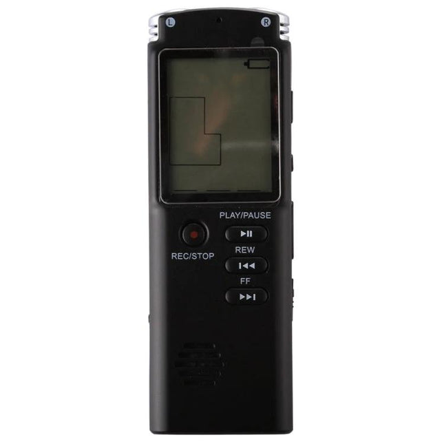 Compact Voice Recorder for Daily Notes and Meetings - slim black handheld recorder with LCD and playback buttons