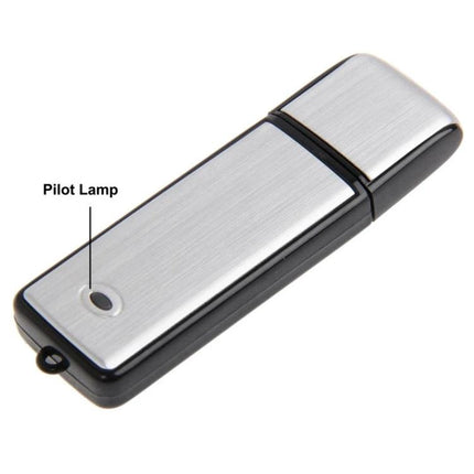 Compact USB Recorder for Daily Notes and Travel Use showing brushed metal USB voice recorder with pilot lamp and removable cap