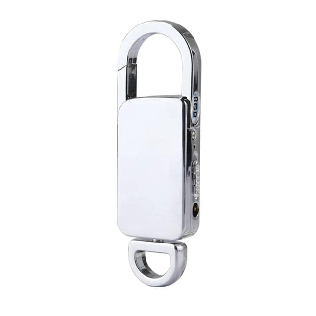 Keychain Voice Recorder for Daily Notes and Music Playback compact 8GB silver metal keyring recorder for on-the-go audio