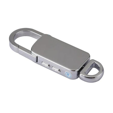 Keychain Voice Recorder for Daily Notes and Music Playback compact 8GB metal keyring with play and record buttons