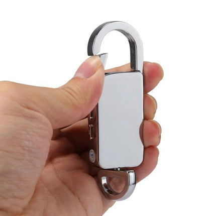 Keychain Voice Recorder for Daily Notes and Music Playback compact 8GB recorder on metal keyring held in hand