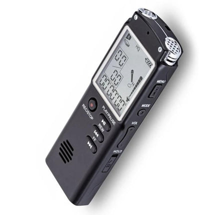 Essential Voice Recorder for Daily Meetings and Notes - compact black digital recorder with LCD screen, dual microphones, junction box phone connection