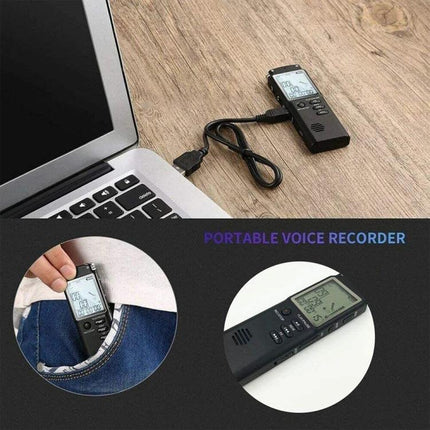 Voice Recorder for Everyday Office Notes and Phone Captures connected to laptop and pocket for quick portable recordings