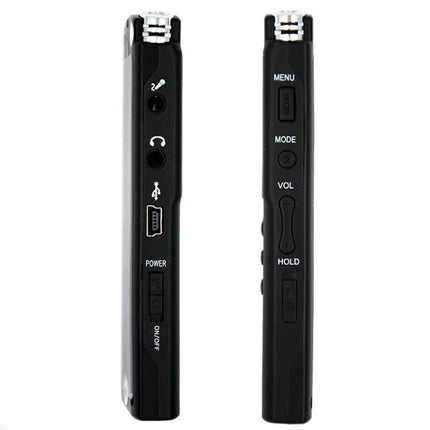 Voice Recorder for Everyday Office Notes and Phone Captures slim black handheld device with buttons and USB port