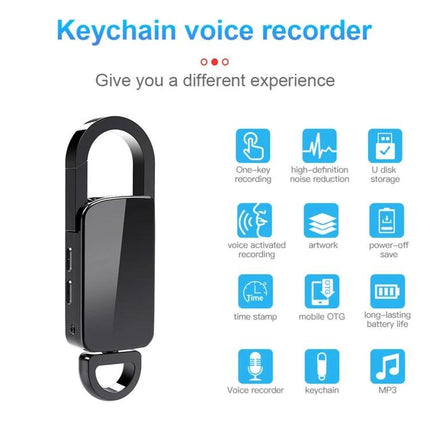 Compact Keychain Recorder for Daily Voice Notes on the Go - sleek black keychain voice recorder with one-key recording and USB storage