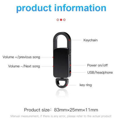 S20 64GB Portable Voice Recorder Keychain Noise Reduction