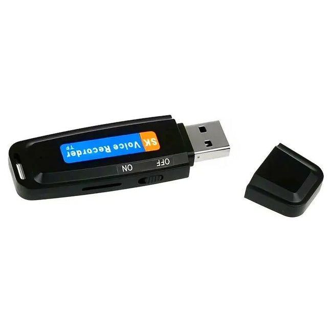 Compact Voice Recorder for Everyday Notes and Meetings USB stick-style recorder with cap, on/off switch