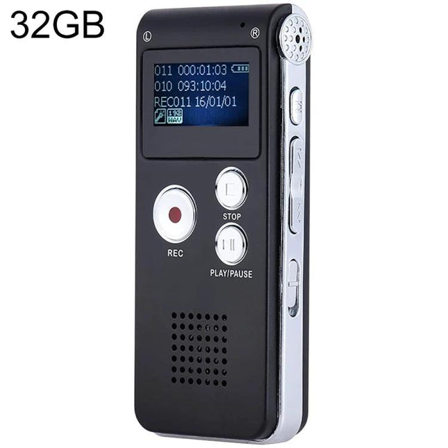 Voice Recording Pen for Daily Notes and Meetings black 32GB digital recorder with LCD screen buttons and built-in speaker