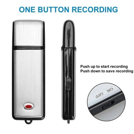 Compact voice recorder for daily meetings and notes - slim one-button silver USB recorder for meetings and note-taking
