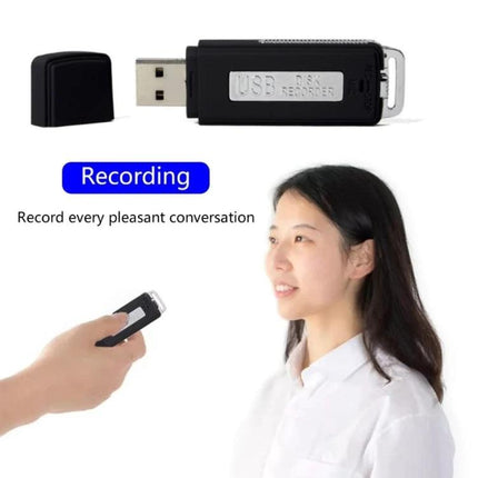 SK868 Rechargeable Voice Recorder for Travel and Daily Notes - compact USB voice recorder held near person to record conversations