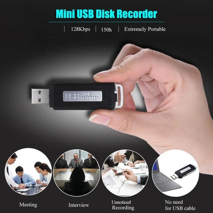 SK868 Rechargeable Voice Recorder for Travel and Daily Notes - compact mini USB disk recorder held in hand for meetings, interviews, unnoticed recording