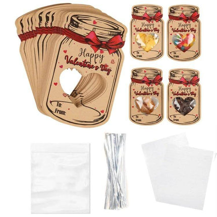 Valentine Bottle Shape Greeting Cards For Kids Party Favors - drift bottle heart cutout cards to hold candies and treats for school parties