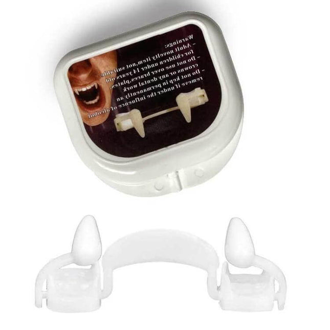 Vampire Teeth Halloween Decor 4 Piece Retractable Dentures white polypropylene retractable vampire fangs with storage case