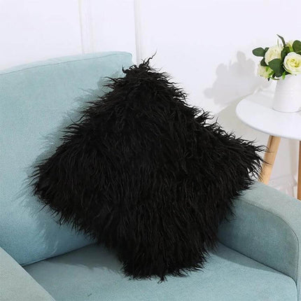 Velvet Long Plush Pillow Cover 45x45cm For Home Decor black long plush velvet decorative cushion on sofa