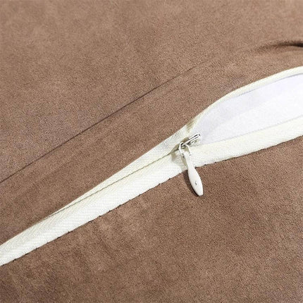 Velvet Long Plush Pillow Cover 45x45cm For Home Decor close-up of brown velvet cover with hidden zipper detail