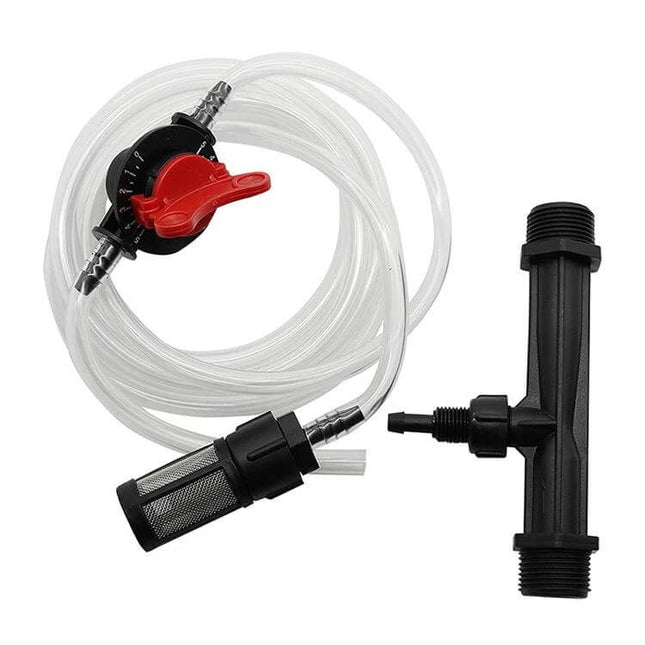 Venturi Fertilizer Applicator for Three-Quarter Inch Irrigation Line compact plastic injector with tubing, valve and filter for 3/4" irrigation