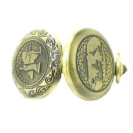 Vintage Metal Flip Pocket Watch Compass for Hiking and Camping - vintage zinc alloy flip pocket compass with world map and ornate cover