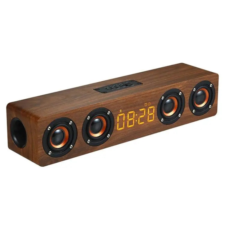 W8C Wooden Clock Subwoofer Bluetooth Speaker With AUX Support