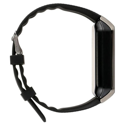 Smart Watch for Tracking Daily Activities and Staying Connected - black slim fitness tracker showing side profile and silicone band