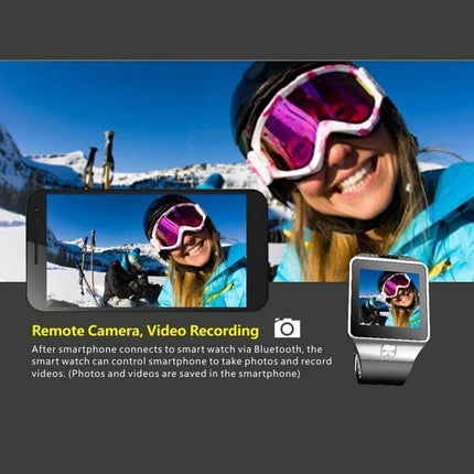 Smart Watch for Tracking Daily Activities and Staying Connected - woman skiing with phone and watch remote camera capture
