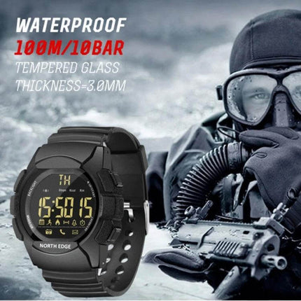 NORTH EDGE Bluetooth Smart Watch for Notifications and Fitness Tracking - waterproof sports smartwatch showing digital display and diver background