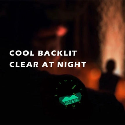 North Edge GAVIA Waterproof Outdoor Smart Watch for Men showing cool green backlit display at night, ideal for hikers and divers
