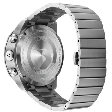 North Edge GAVIA Waterproof Outdoor Smart Watch for Men rear stainless steel case and metal bracelet, waterproof 100m outdoor smartwatch