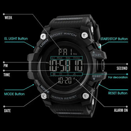 SKMEI Men's Waterproof Digital Watch for Outdoor Use