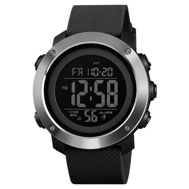 SKMEI Waterproof Multifunctional Digital Watch for Outdoor Use - black rugged digital watch with dual time, alarm, 50m water resistance