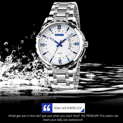 SKMEI Silver Waterproof Quartz Wrist Watch for Everyday Outdoor Activities