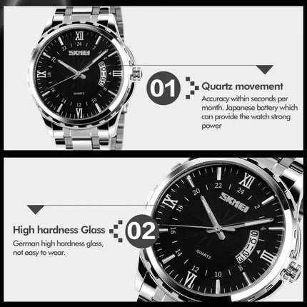 SKMEI Waterproof Gold Quartz Watch for Outdoor Activities