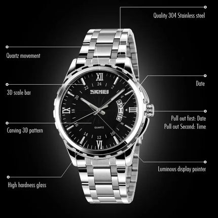 SKMEI Waterproof Gold Quartz Watch for Outdoor Activities