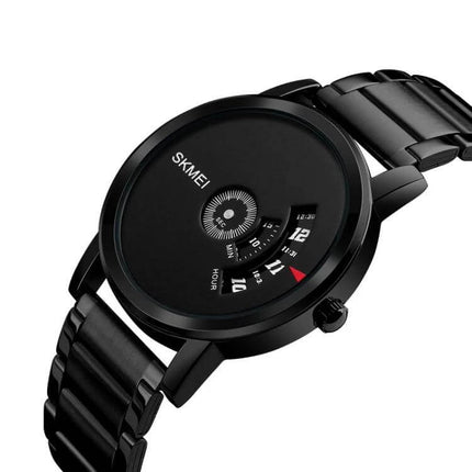 SKMEI Waterproof Fashion Stainless Steel Wrist Watch black stainless steel band quartz water-resistant to 30m, modern minimalist dial