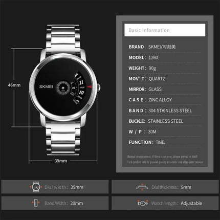 SKMEI Waterproof Fashion Stainless Steel Wrist Watch | Syndmart
