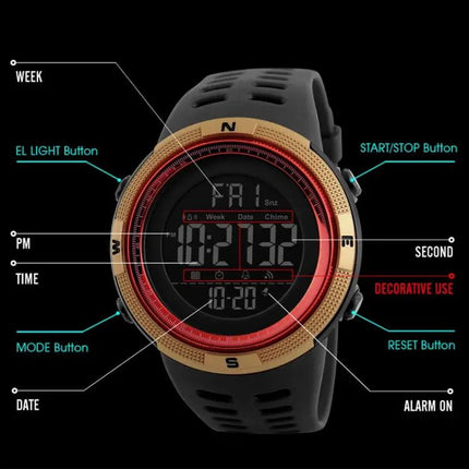 SKMEI Fashionable Men's Outdoor Waterproof Sports Watch