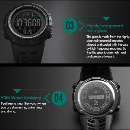 SKMEI Fashionable Men's Outdoor Waterproof Sports Watch