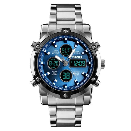 SKMEI Men's Stainless Steel Digital Watch with Waterproof Design