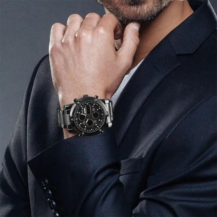 SKMEI Men's Stainless Steel Digital Watch with Waterproof Design