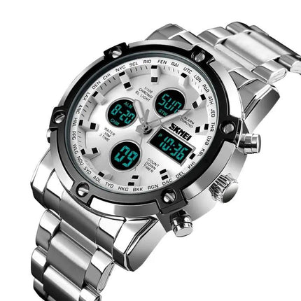 SKMEI Men's Stainless Steel Digital Watch with Waterproof Design