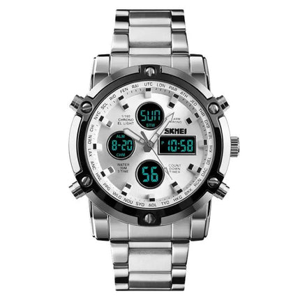 SKMEI Men's Stainless Steel Digital Watch with Waterproof Design