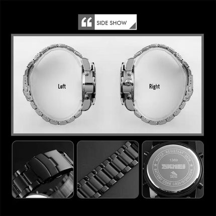 SKMEI Men's Stainless Steel Digital Watch with Waterproof Design