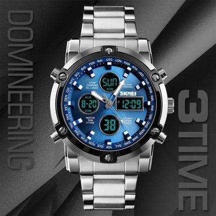 SKMEI Men's Stainless Steel Digital Watch with Waterproof Design