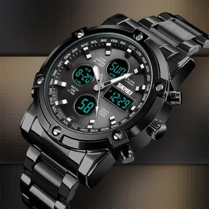 SKMEI Men's Stainless Steel Digital Watch with Waterproof Design