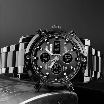 SKMEI Men's Stainless Steel Digital Watch with Waterproof Design