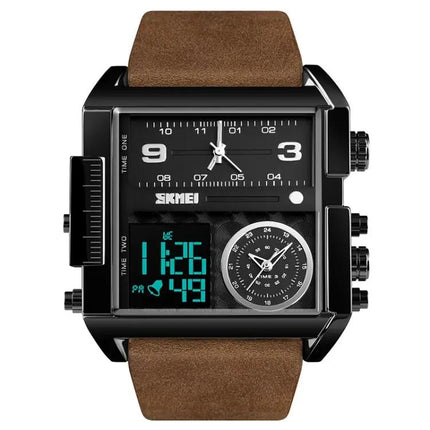 SKMEI Waterproof Men's Digital Watch with Leather Band | Syndmart