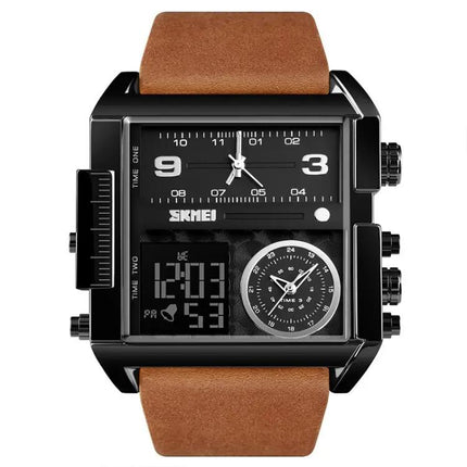 SKMEI Waterproof Men's Digital Watch with Leather Band