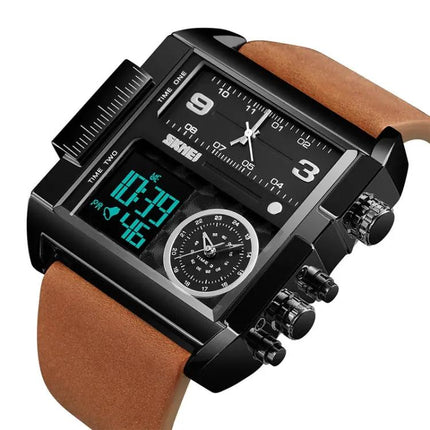 SKMEI Waterproof Men's Digital Watch with Leather Band