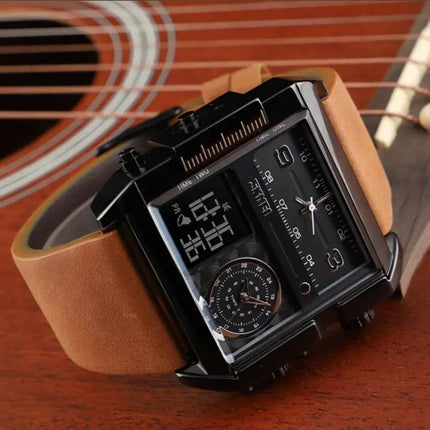 SKMEI Waterproof Men's Digital Watch with Leather Band