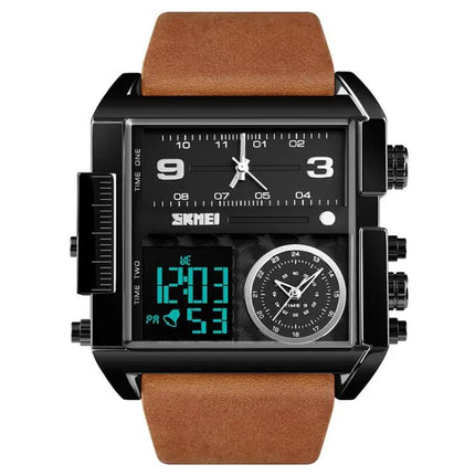 SKMEI Waterproof Men's Digital Watch with Leather Band | Syndmart