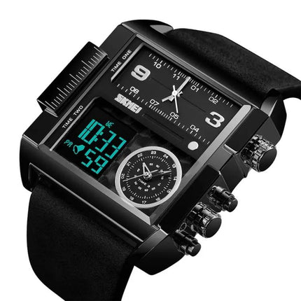 SKMEI Waterproof Men's Digital Watch with Leather Band | Syndmart